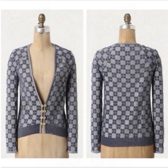 Anthropologie Sweaters - Anthropologie Monogram Checked In cardigan blue